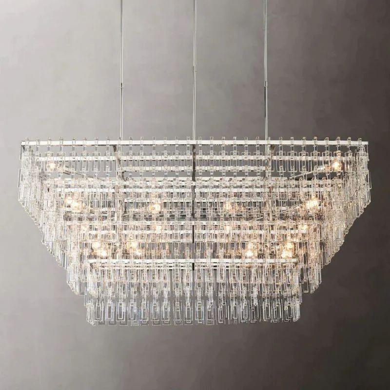 Marigan Crystal 4-Tier Rectangle Chandelier 72" - King Lamps