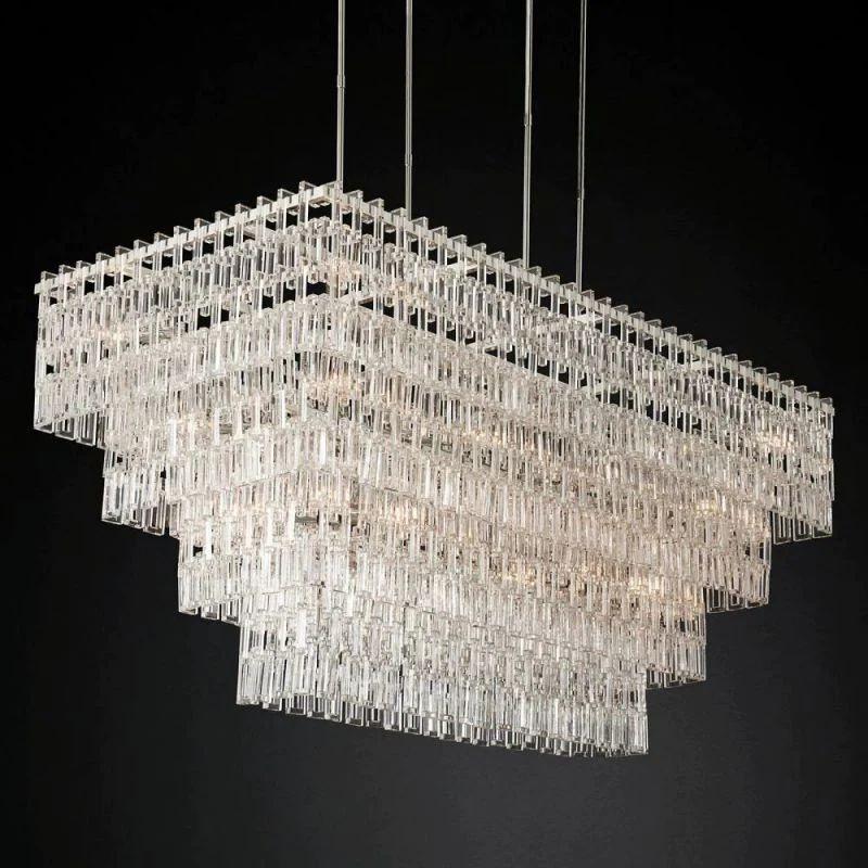 Marigan Crystal 4-Tier Rectangle Chandelier 72" - King Lamps