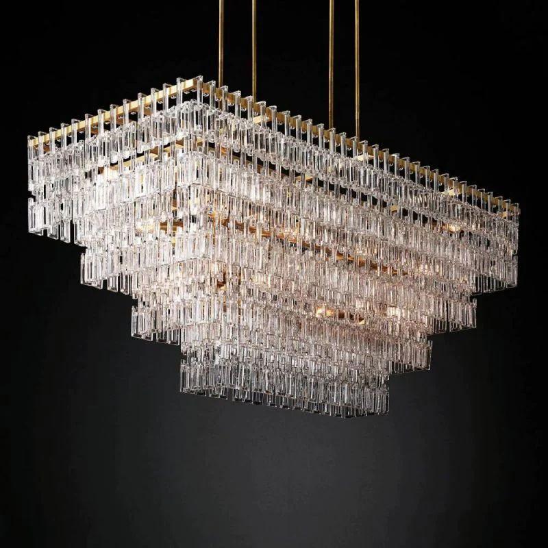 Marigan Crystal 4-Tier Rectangle Chandelier 72" - King Lamps