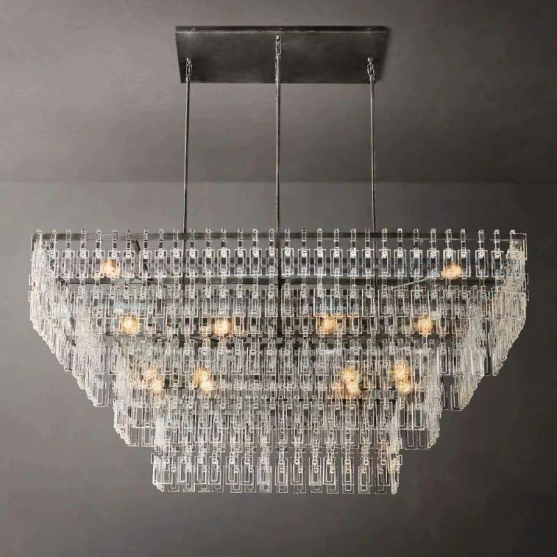 Marigan Crystal 4-Tier Rectangle Chandelier 72" - King Lamps