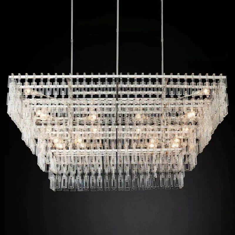 Marigan Crystal 4-Tier Rectangle Chandelier 72" - King Lamps