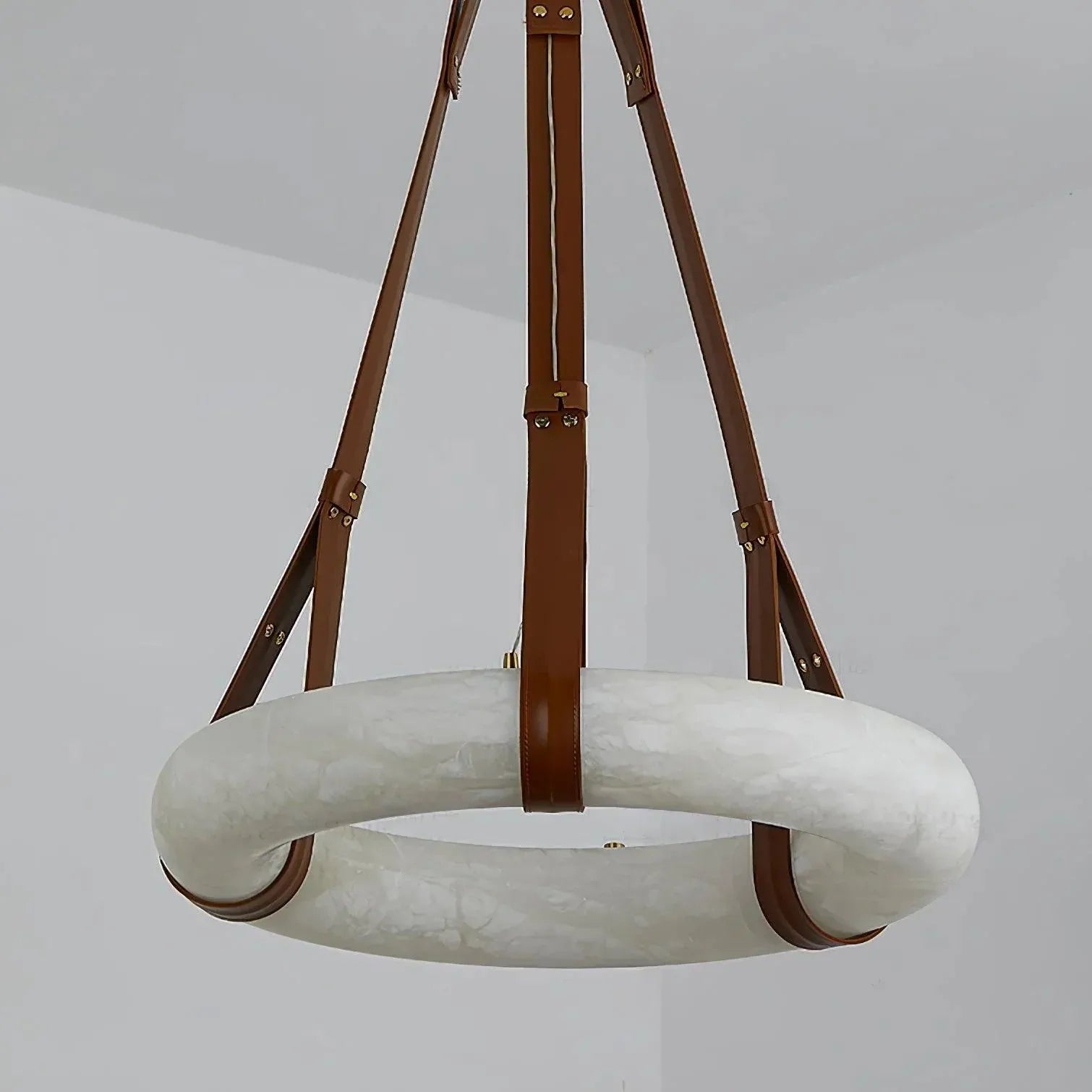 Oslo Pendant Alabaster Chandelier, Halo Ring Chandelier - King Lamps
