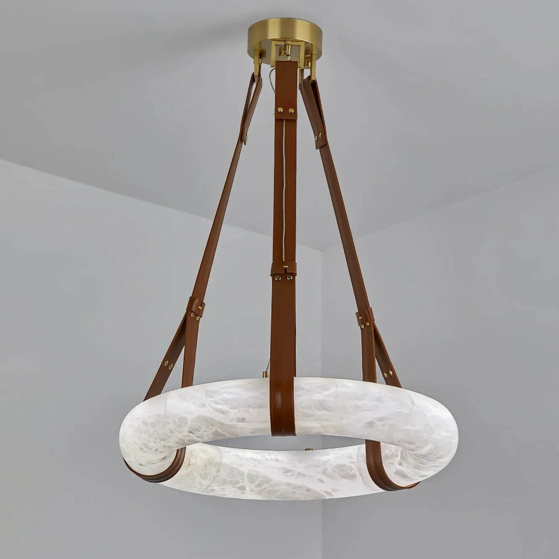 Oslo Pendant Alabaster Chandelier, Halo Ring Chandelier - King Lamps