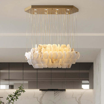 Natural Alabaster Cube Modern Chandelier - King Lamps
