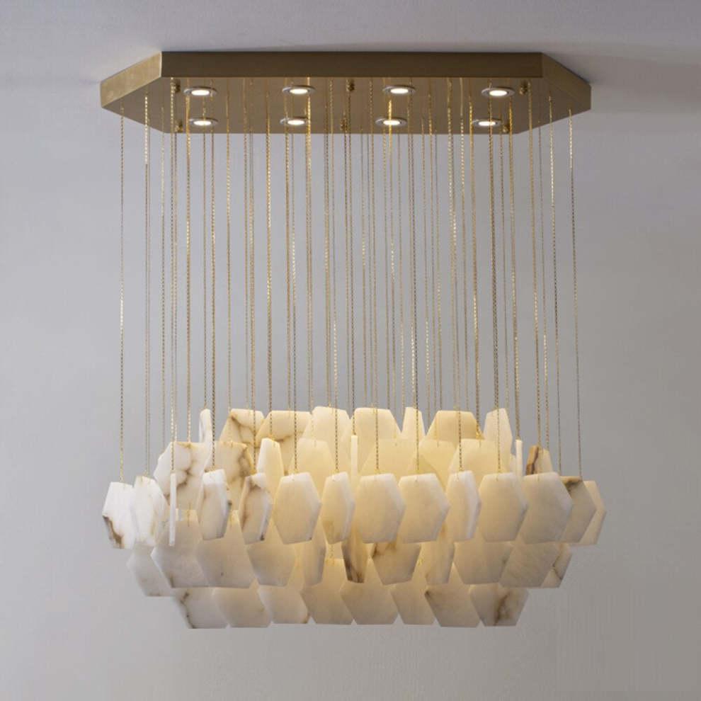 Natural Alabaster Cube Modern Chandelier - King Lamps