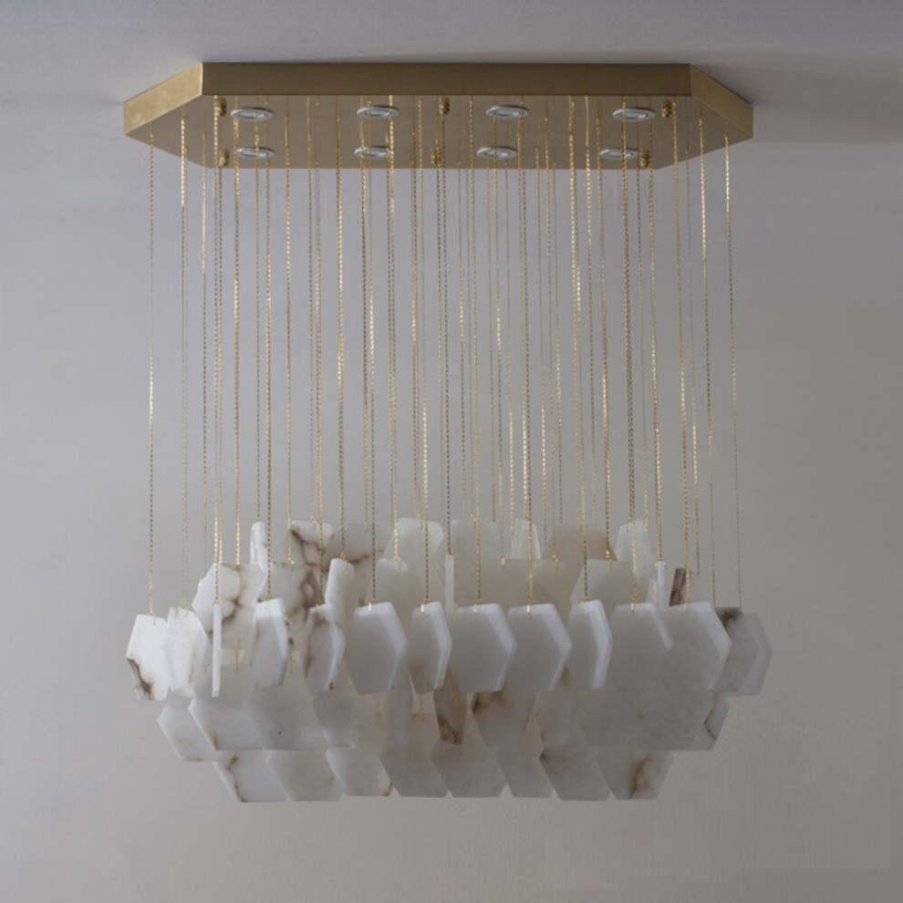 Natural Alabaster Cube Modern Chandelier - King Lamps