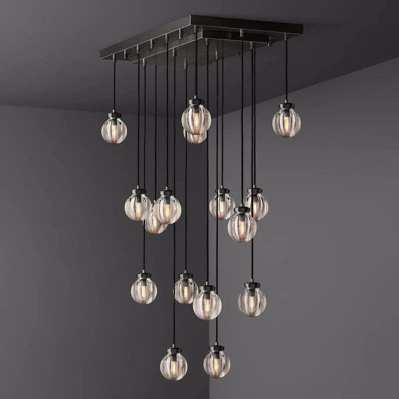 Pearl Rectangle Chandelier 36" For Dining Room Kitchen - King Lamps
