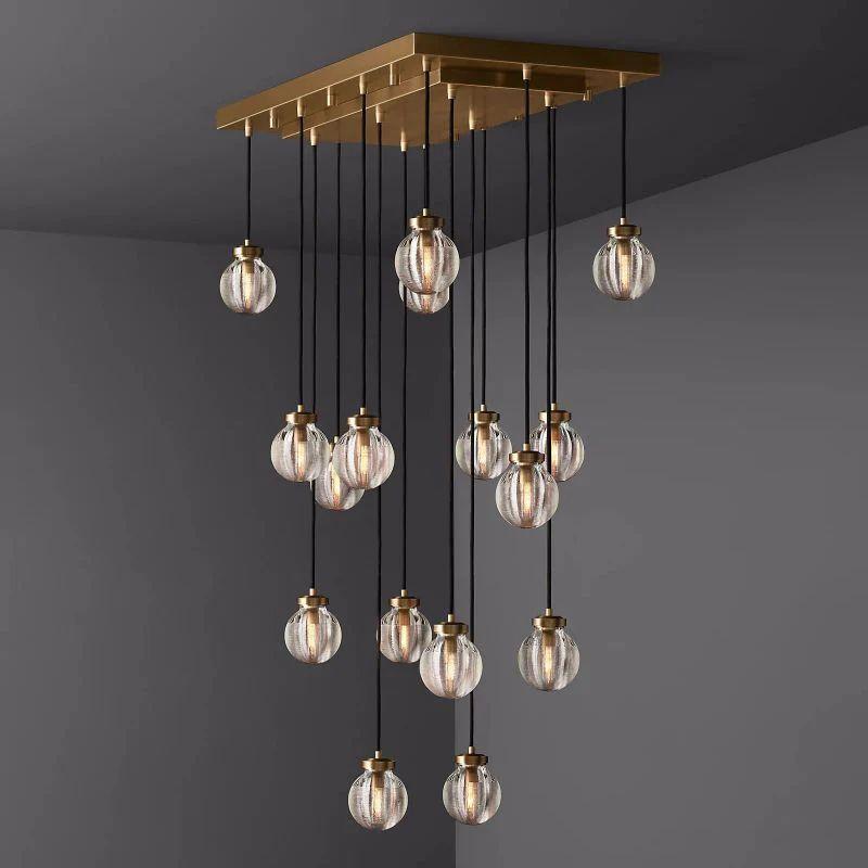 Pearl Rectangle Chandelier 36" For Dining Room Kitchen - King Lamps
