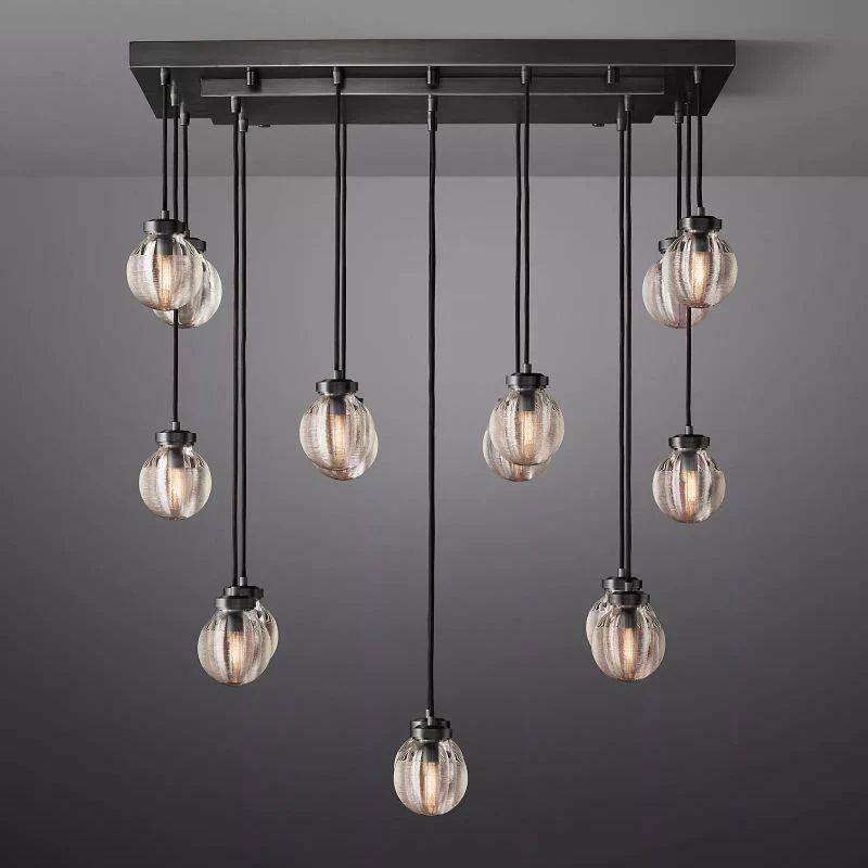 Pearl Rectangle Chandelier 36" For Dining Room Kitchen - King Lamps