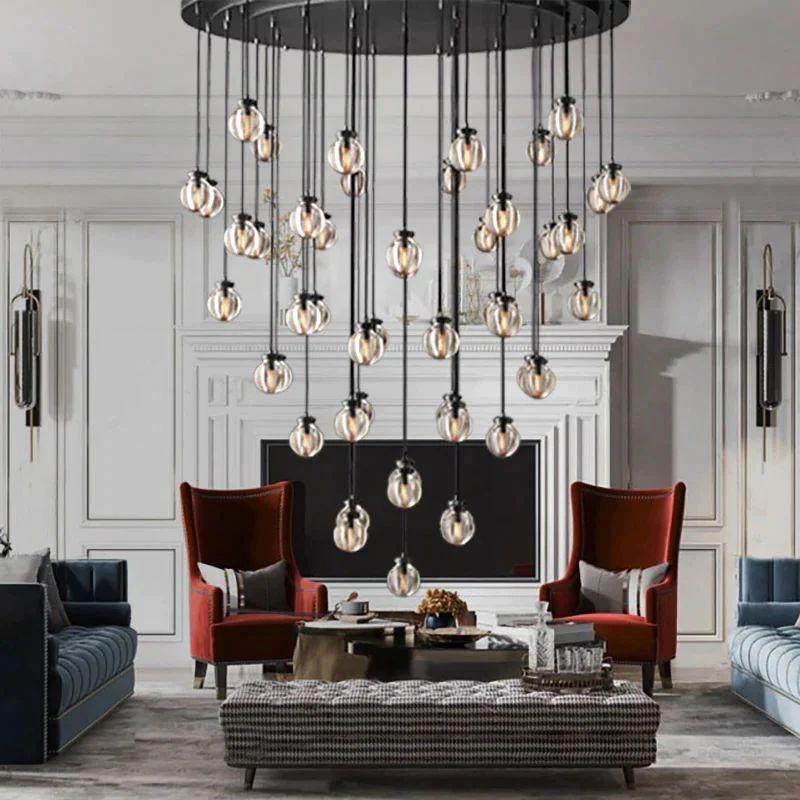 Pearl Round Chandelier 60" For Living Room Dining Room - King Lamps
