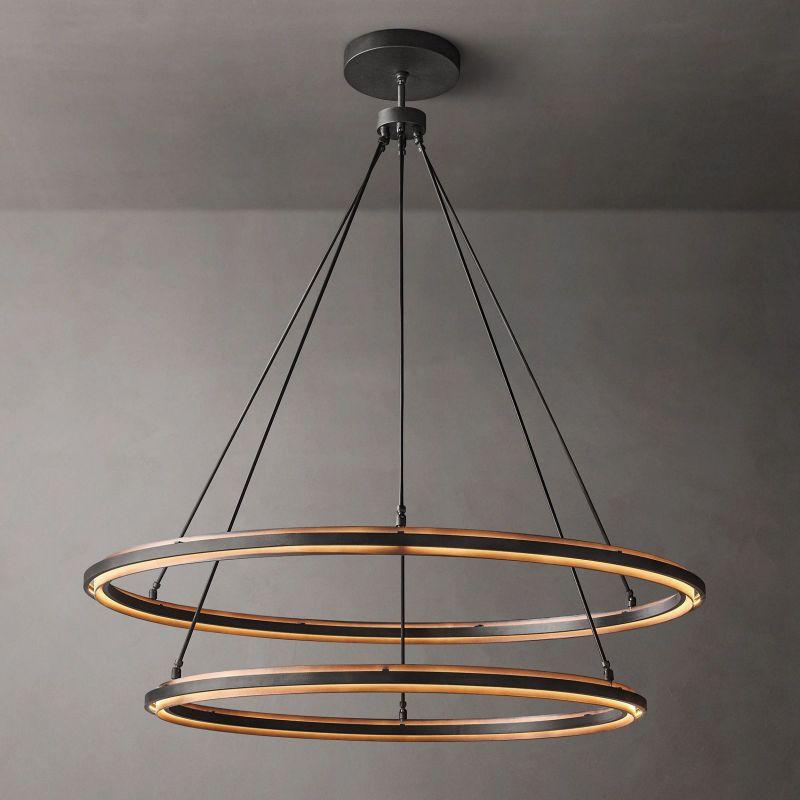 Peralta 2-Tier Round Black Chandelier 60" - King Lamps