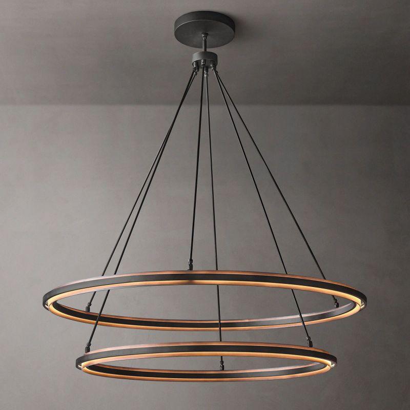 Peralta 2-Tier Round Black Chandelier 60" - King Lamps