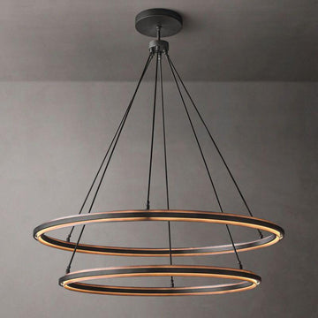 Peralta 2-Tier Round Black Chandelier 60" - King Lamps
