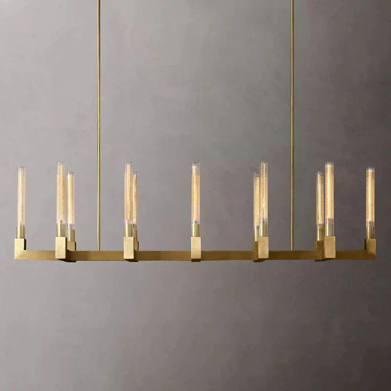 Cannel Glass Linear Chandelier 67" - King Lamps