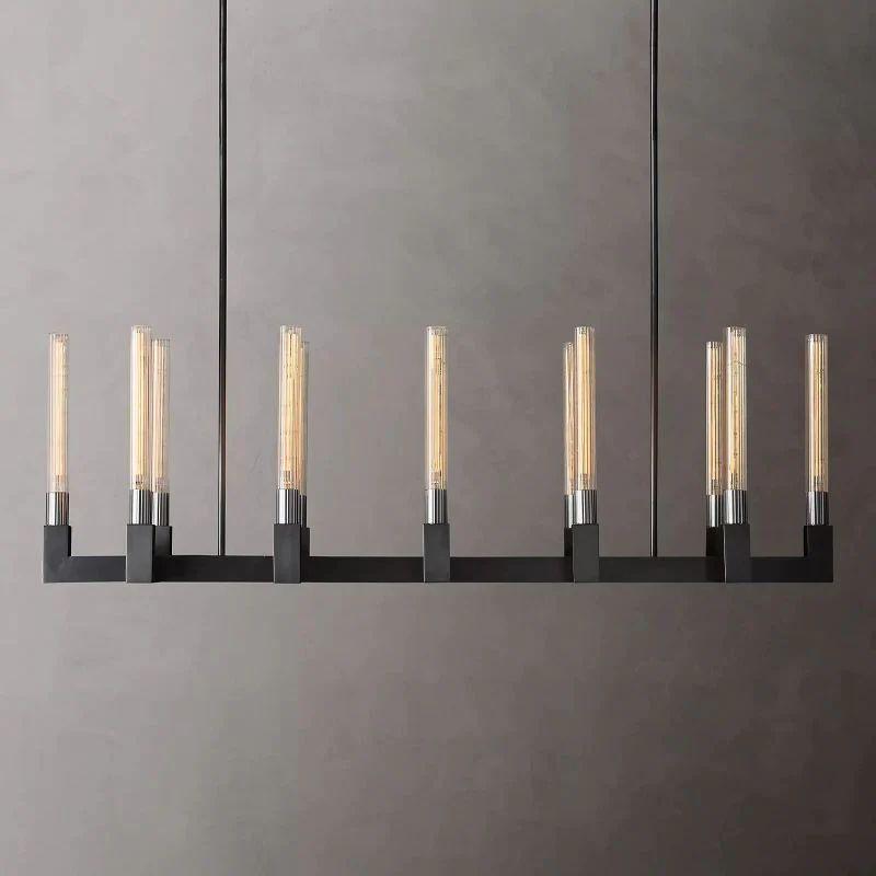 Cannel Glass Linear Chandelier 55" - King Lamps