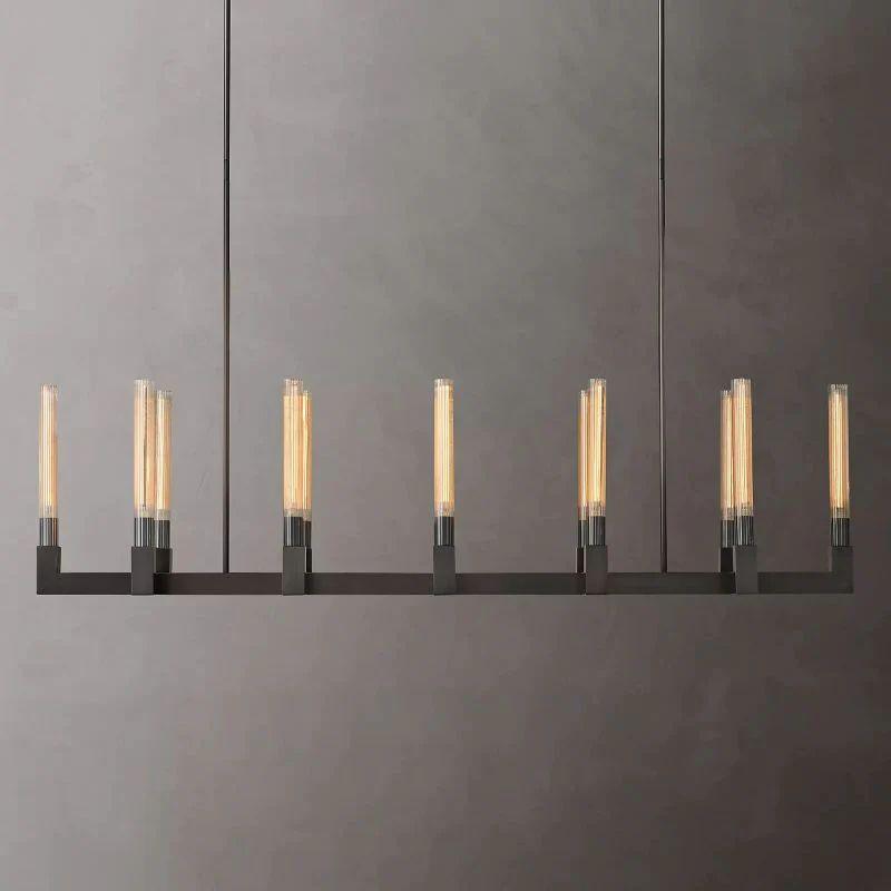 Cannel Glass Linear Chandelier 67" - King Lamps