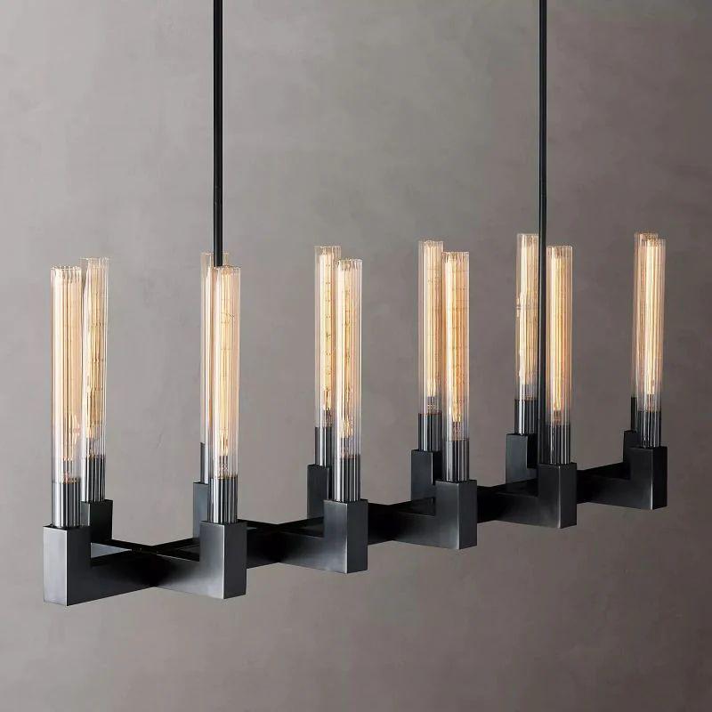 Cannel Glass Linear Chandelier 55" - King Lamps