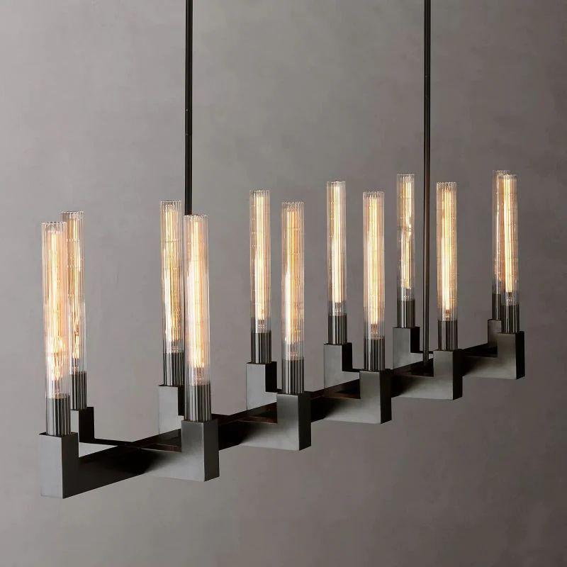 Cannel Glass Linear Chandelier 67" - King Lamps
