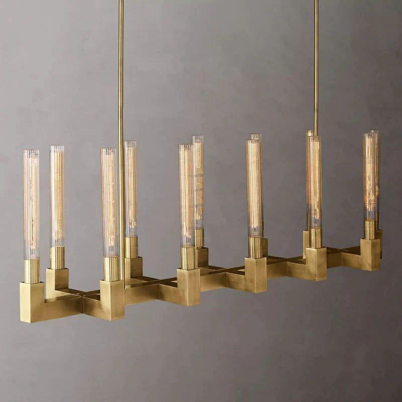 Cannel Glass Linear Chandelier 55" - King Lamps