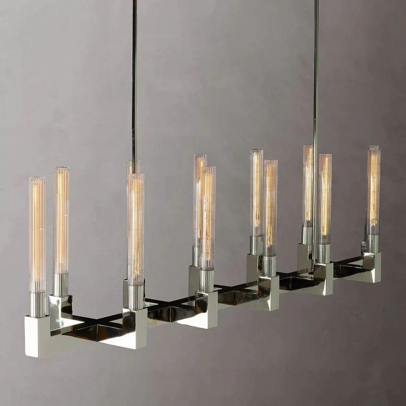 Cannel Glass Linear Chandelier 67" - King Lamps