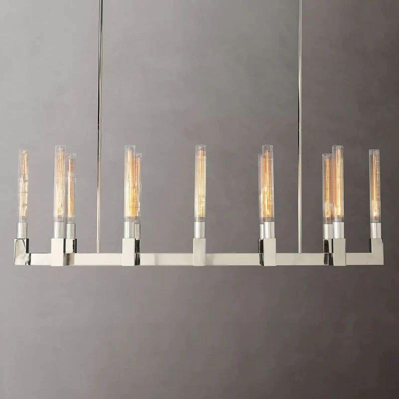 Cannel Glass Linear Chandelier 55" - King Lamps
