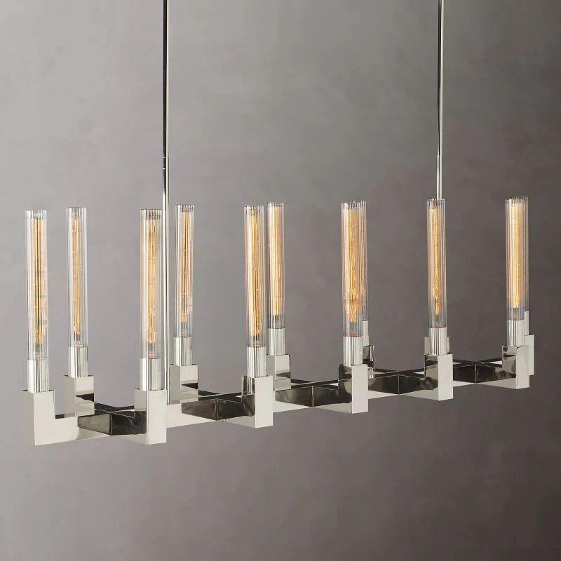 Cannel Glass Linear Chandelier 55" - King Lamps
