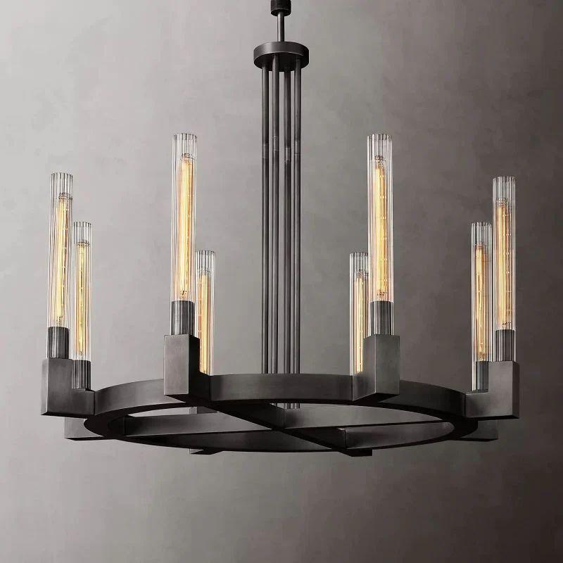 Cannel Glass Round Chandelier 36" - King Lamps