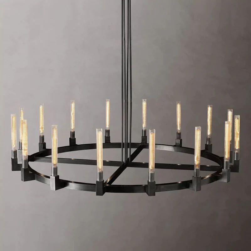 Cannel Glass Round Chandelier 72" - King Lamps