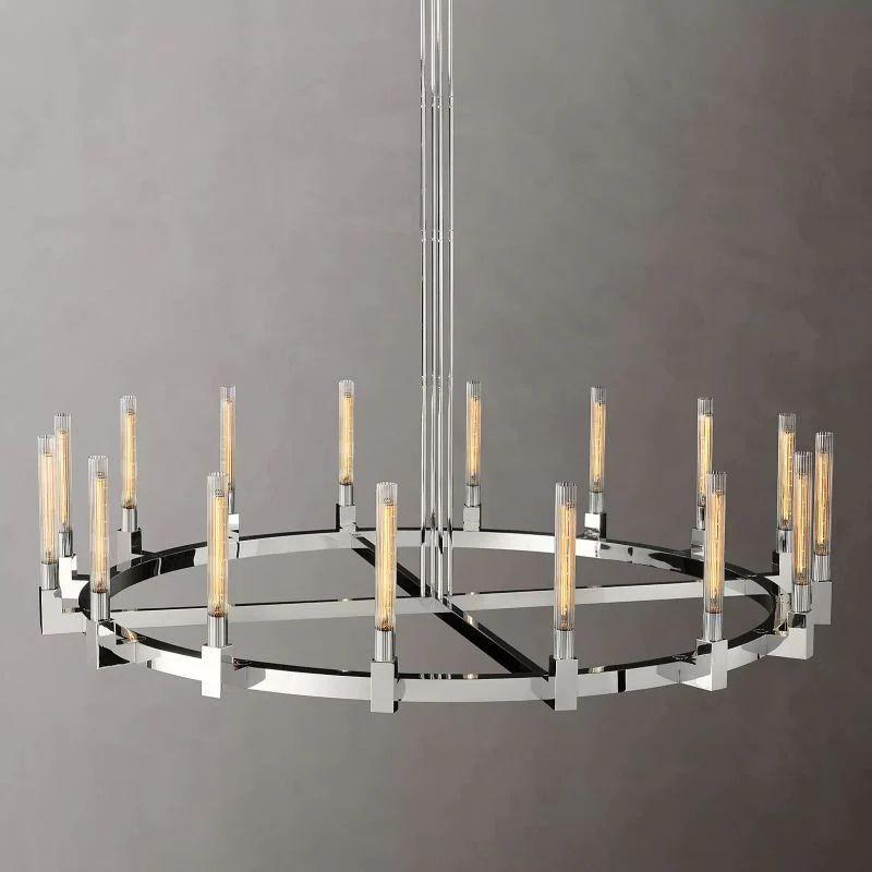 Cannel Glass Round Chandelier 72" - King Lamps