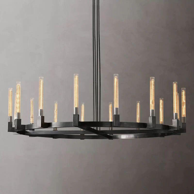 Cannel Glass Round Chandelier 72" - King Lamps