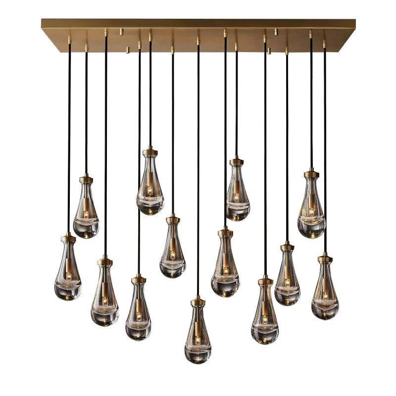 Rain Glass Modern Rectangular Chandelier 54" - King Lamps