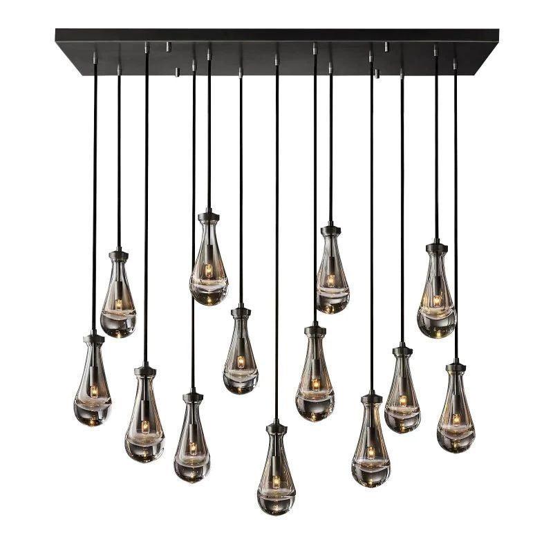 Rain Glass Modern Rectangular Chandelier 54" - King Lamps