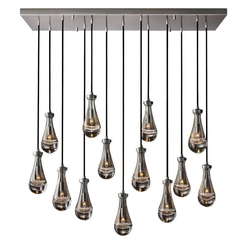 Rain Glass Modern Rectangular Chandelier 54" - King Lamps