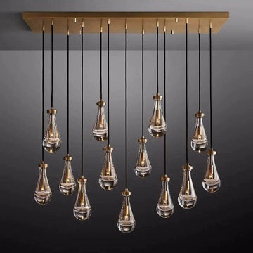 Rain Glass Modern Rectangular Chandelier 54" - King Lamps