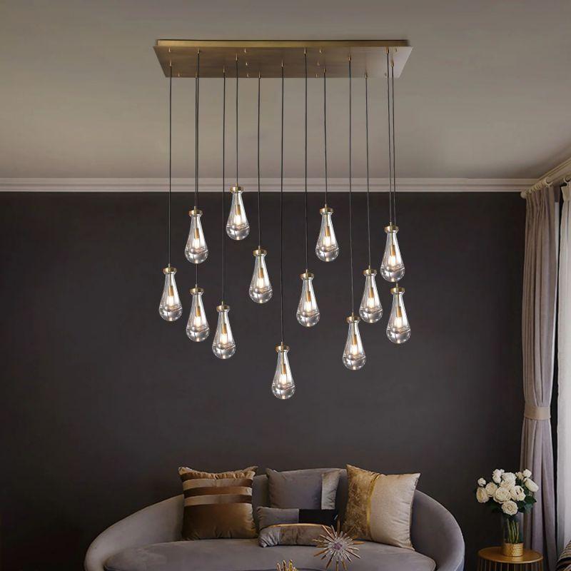 Rain Glass Modern Rectangular Chandelier 54" - King Lamps