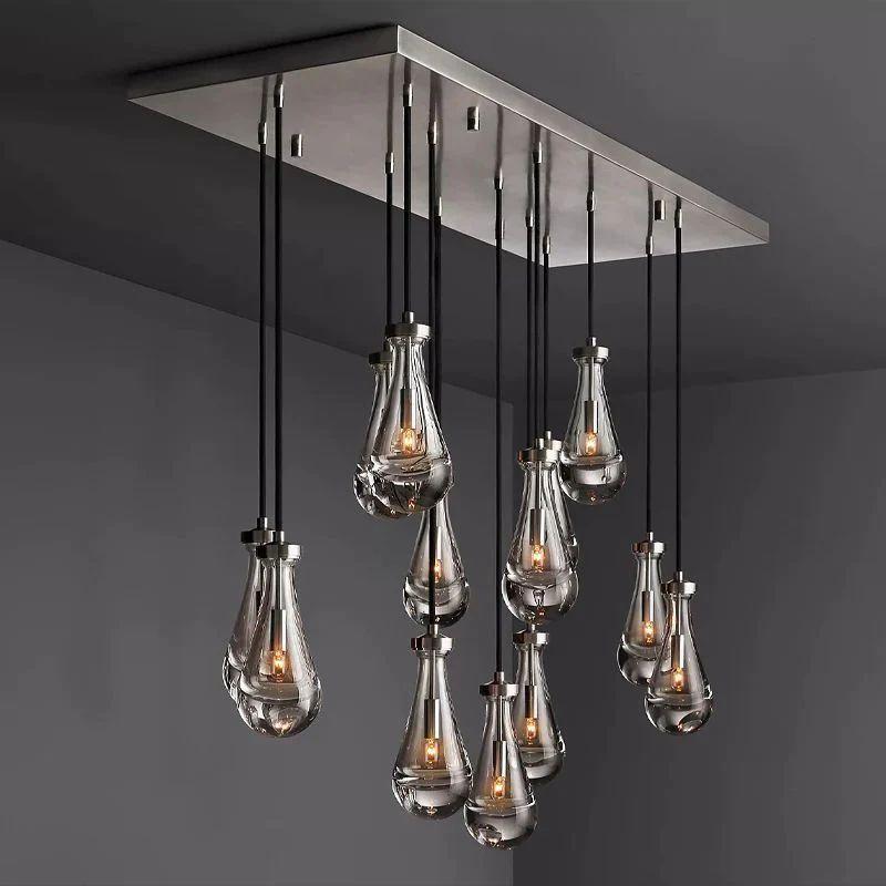 Rain Glass Modern Rectangular Chandelier 54" - King Lamps