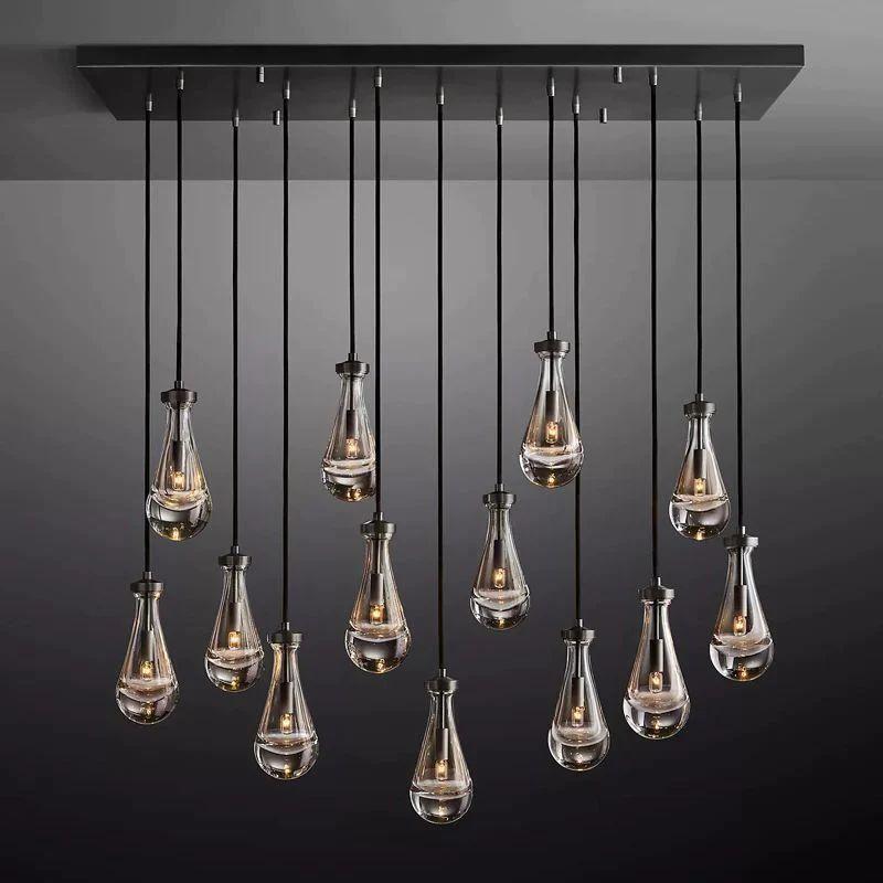 Rain Glass Modern Rectangular Chandelier 54" - King Lamps
