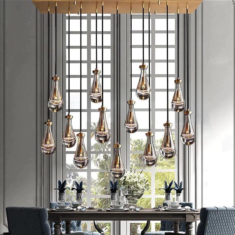 Rain Glass Modern Rectangular Chandelier 54" - King Lamps