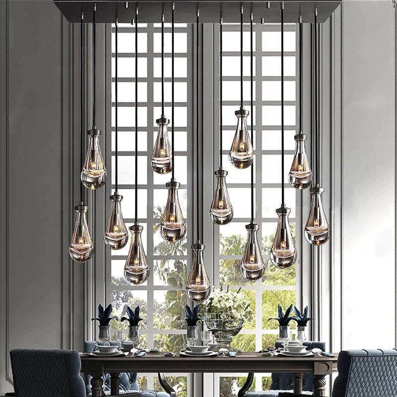 Rain Glass Modern Rectangular Chandelier 54" - King Lamps
