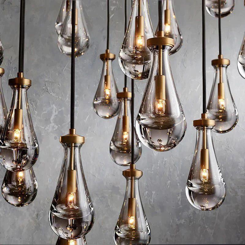 Rain Glass Modern Rectangular Chandelier 54" - King Lamps