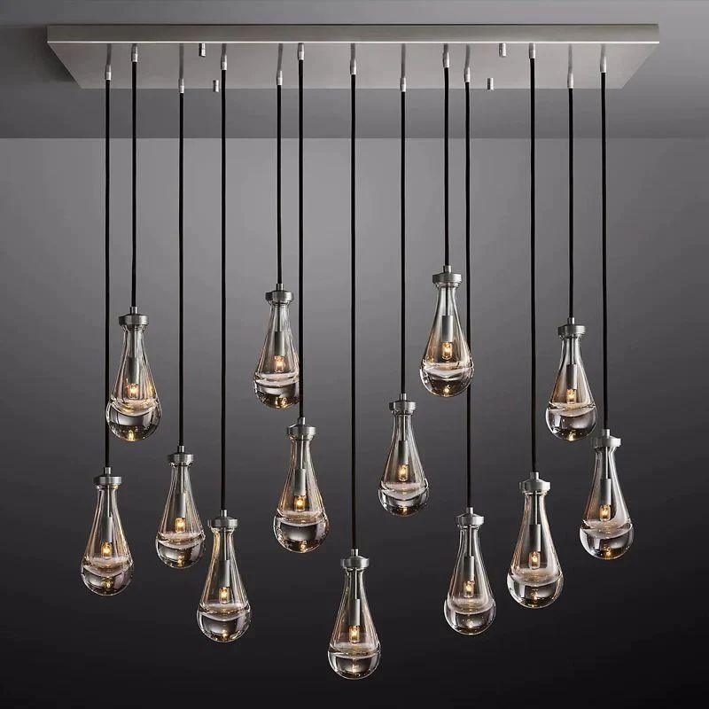 Rain Glass Modern Rectangular Chandelier 54" - King Lamps