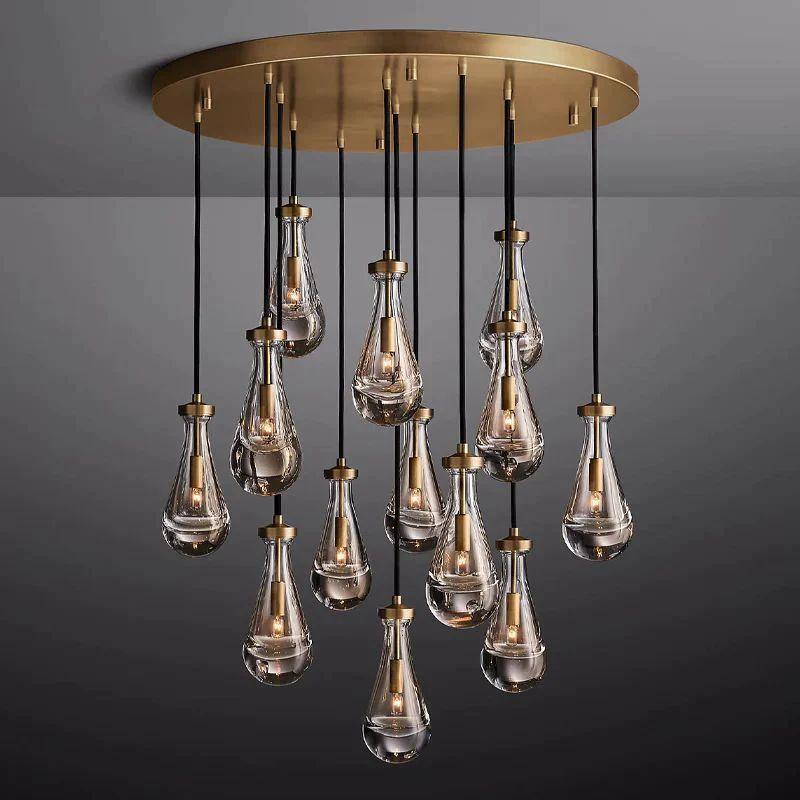 Rain Modern Round Glass Chandelier 36" - King Lamps