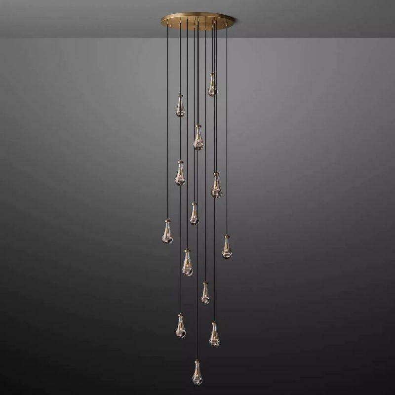 Rain Modern Round Glass Chandelier 36" - King Lamps