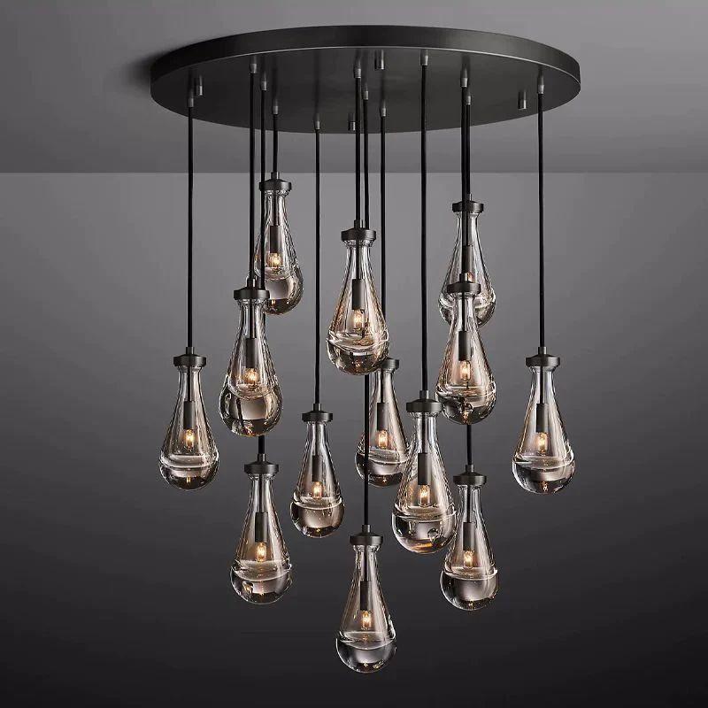 Rain Modern Round Glass Chandelier 36" - King Lamps