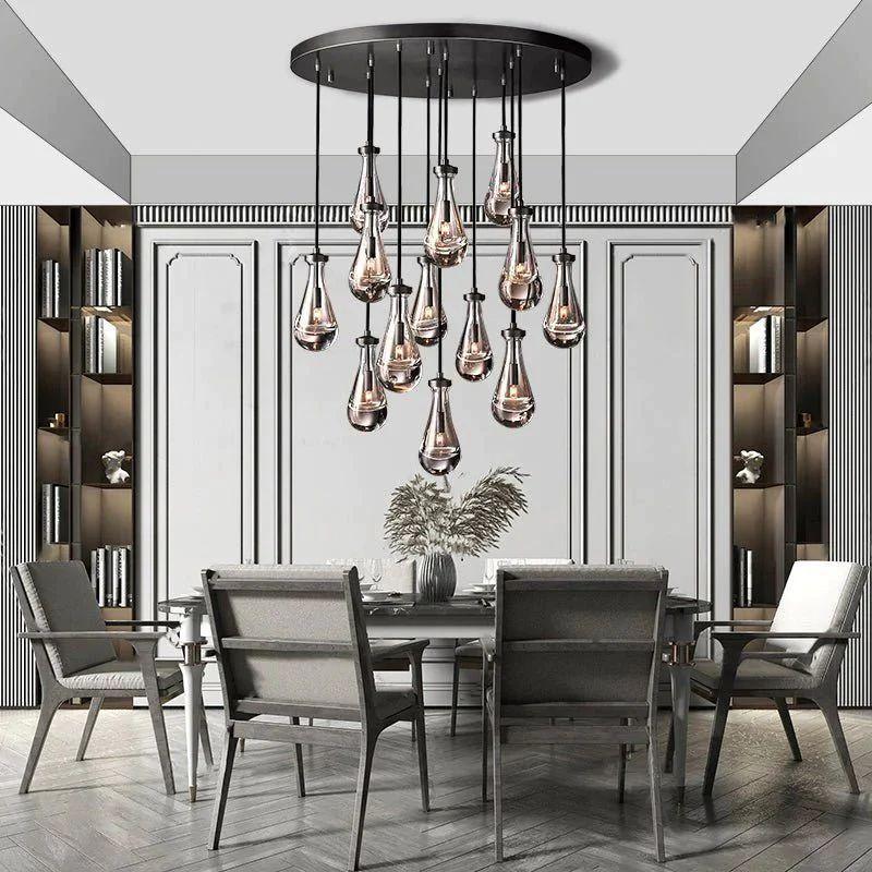 Rain Modern Round Glass Chandelier 36" - King Lamps