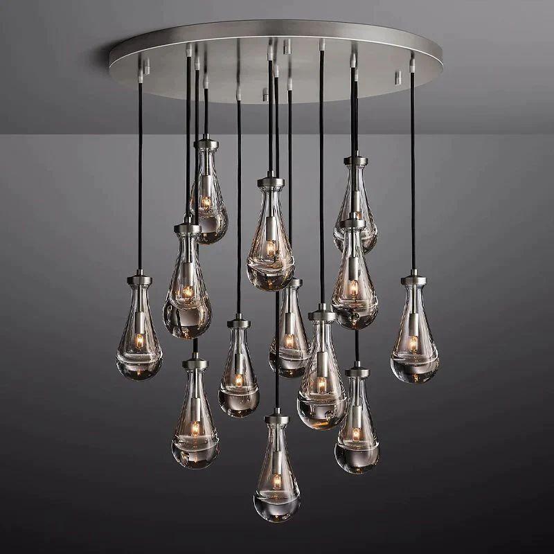 Rain Modern Round Glass Chandelier 36" - King Lamps