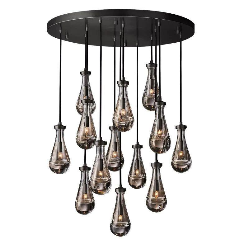 Rain Modern Round Glass Chandelier 36" - King Lamps