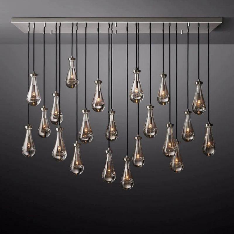 Rain Modern Rectangular Glass Chandelier 72" - King Lamps
