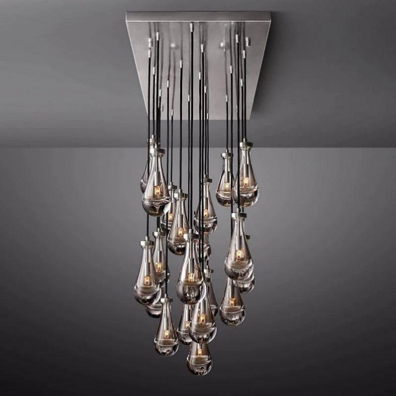 Rain Modern Rectangular Glass Chandelier 72" - King Lamps