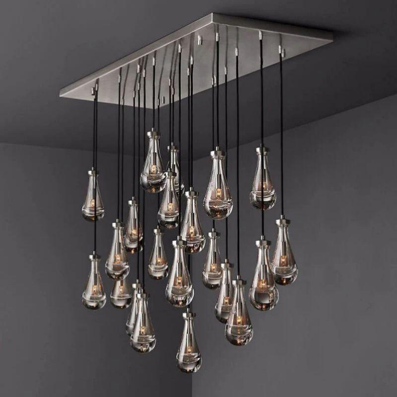 Rain Modern Rectangular Glass Chandelier 72" - King Lamps
